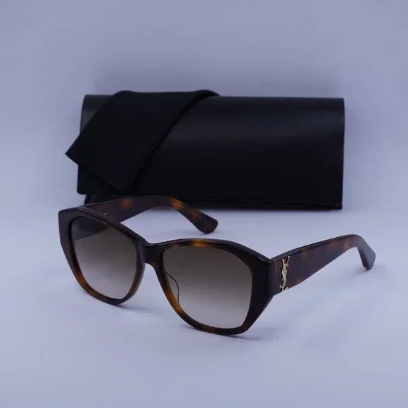 Saint Laurent SL M8 003 Geometric Sunglasses – Havana/Brown - Picture 4 of 10